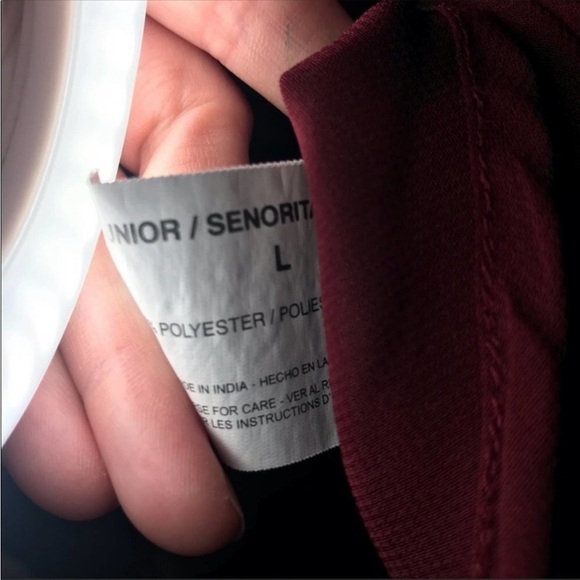 True Freedom Beaded-Collar Button Down Top Maroon Sheer Size L - Picture 6 of 8